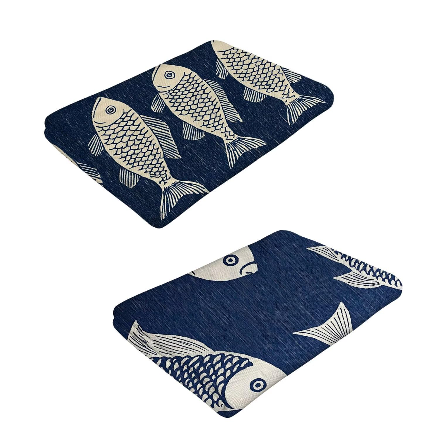 Strandtuch, Groß Strandhandtuch 100 x 200 cm 2er Set Mikrofaser Handtuch - Sandfrei Badetuch, Schnelltrocknendes Handtuch/Strandtuch XXL Saunatuch Stranddecke Zubehör (Fischbestand) V-1044