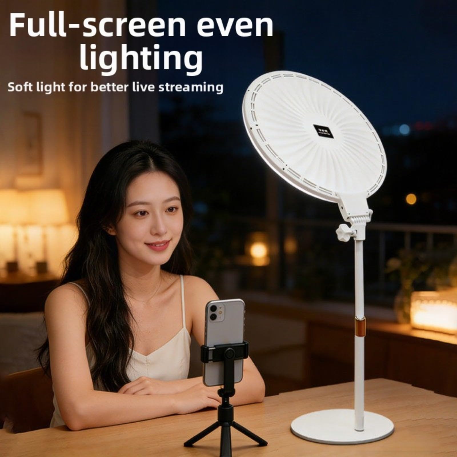 LED dimmerabile per luce ad anello con pannello morbido, luminosità video regolabile per illuminazione live streaming, fotografia e trucco, 45 cm bianco (bianco A)