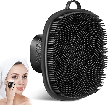Silicone Face Scrubber, Facial Cleansing Brush, Gentle Face Exfoliator Face Brush for Women Men- Pore Cleansing & Face Massaging 1 Pack, Black