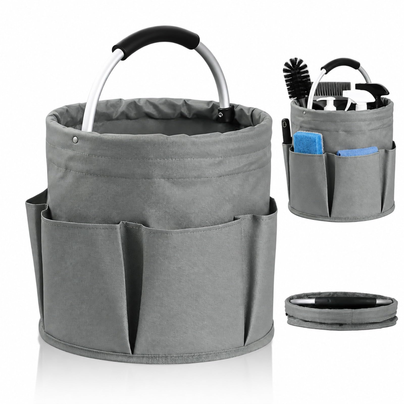Organizer Borsa, Porta Detersivi, Borsa Impermeabile, Cestino per la Pulizia, per la Casa, per Secchi per la Pulizia, Accessori da Giardinaggio (Grigio)