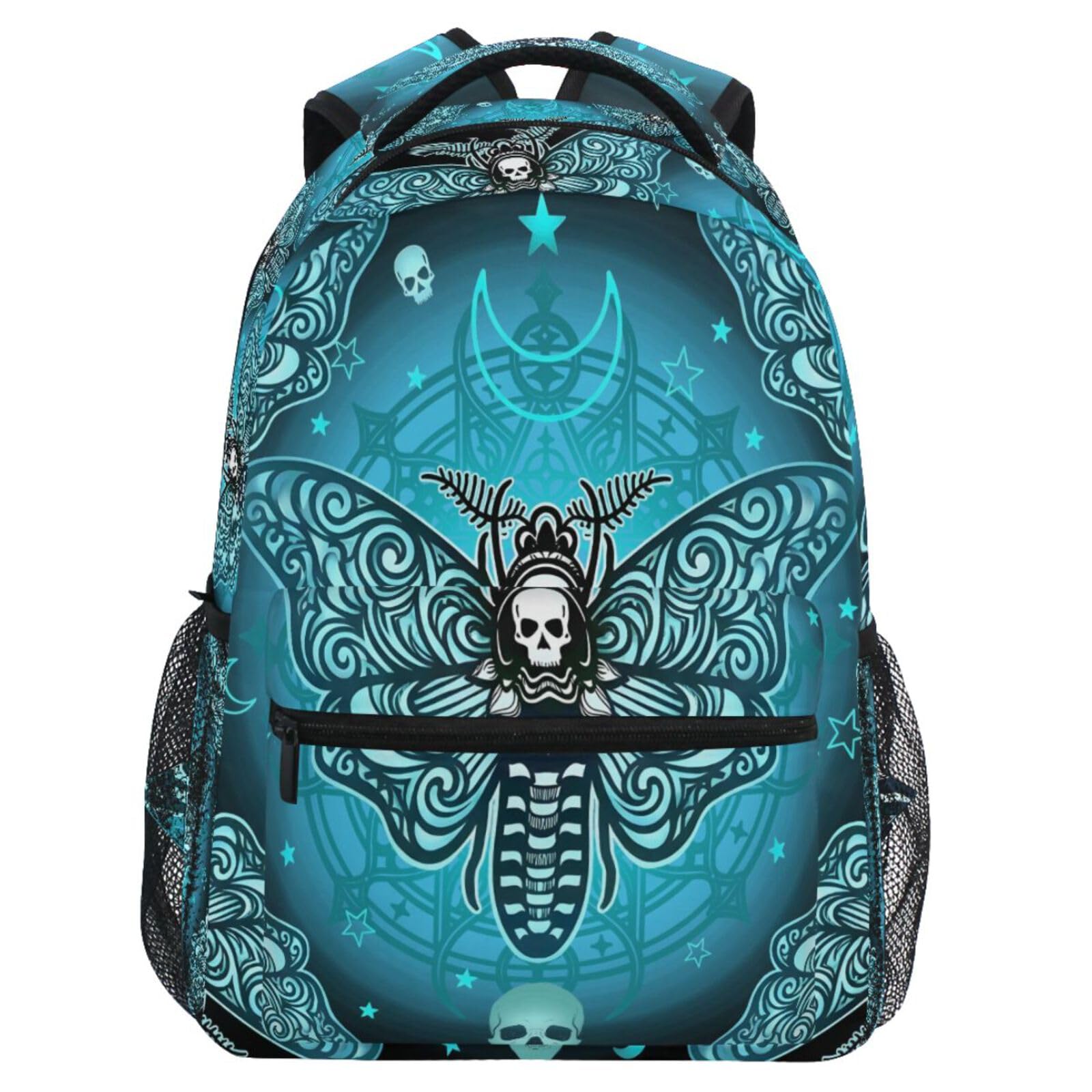 MNSRUU School Backpack Butterfly Skull Blue College Knapsack Laptop Rucksack Business Travel Computer Bookbags for Adult Teen One Size