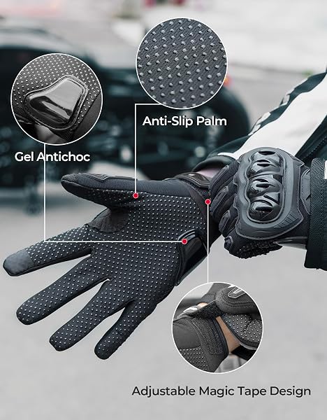 KEMIMOTO Motorrad Handschuhe Herr, Motorradhandschuhe Sommer mit Knöchelprotektor und Touchscreen, Atmungsaktive Outdoor Handschuhe für Herren und Damen, für Motorrad, Fahrrad, Roller, Jagd - 4