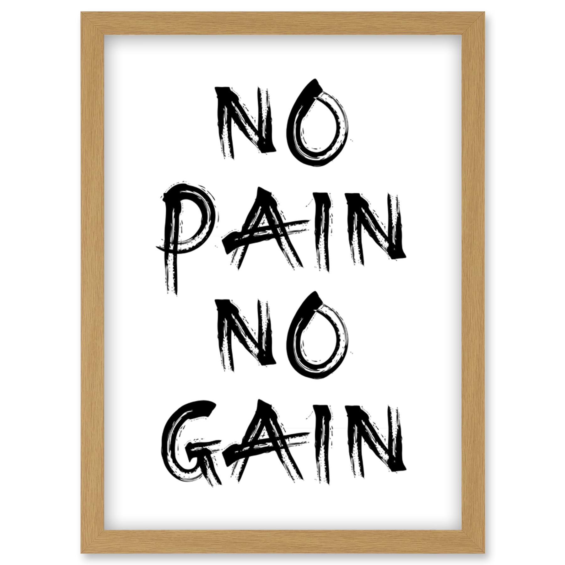 Artery8 Gym Decor Inspiration No Pain No Gain Inspirational Exercise Wall Art Artwork Framed Wall Art Print A4