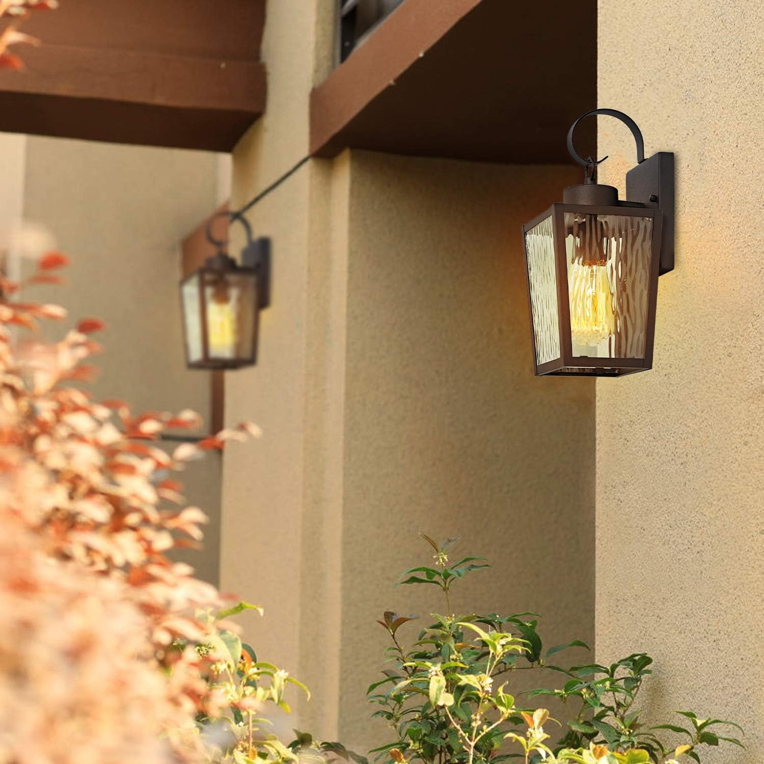 TOP оƒƒERS MOTINI 2 Pack Outdoor Wall Lantern Lamp 1 Light Exterior Wall Sconse Light in Black Finish with Water Ripple Glass Shade for Porch, Doorway, ETL Listed, Bulb Incluled Hоt Dеаlѕ MOTINI 2 Pack Outdoor Wall Lantern Lamp 1 Light Exterior Wall Sconse Light in Black Finish with Water Ripple Glass Shade for Porch, Doorway, ETL Listed, Bulb Incluled