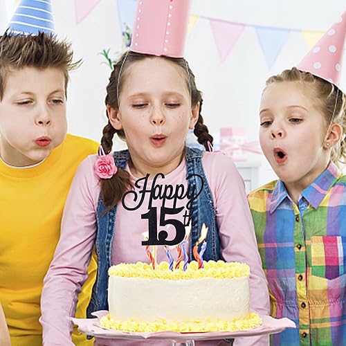 Miniatura 6 de 1 paquete de decoración para pastel de 15 años, purpurina negra número 15, quince cumpleaños, decoración para felicitaciones a 15 años, cumpleaños,