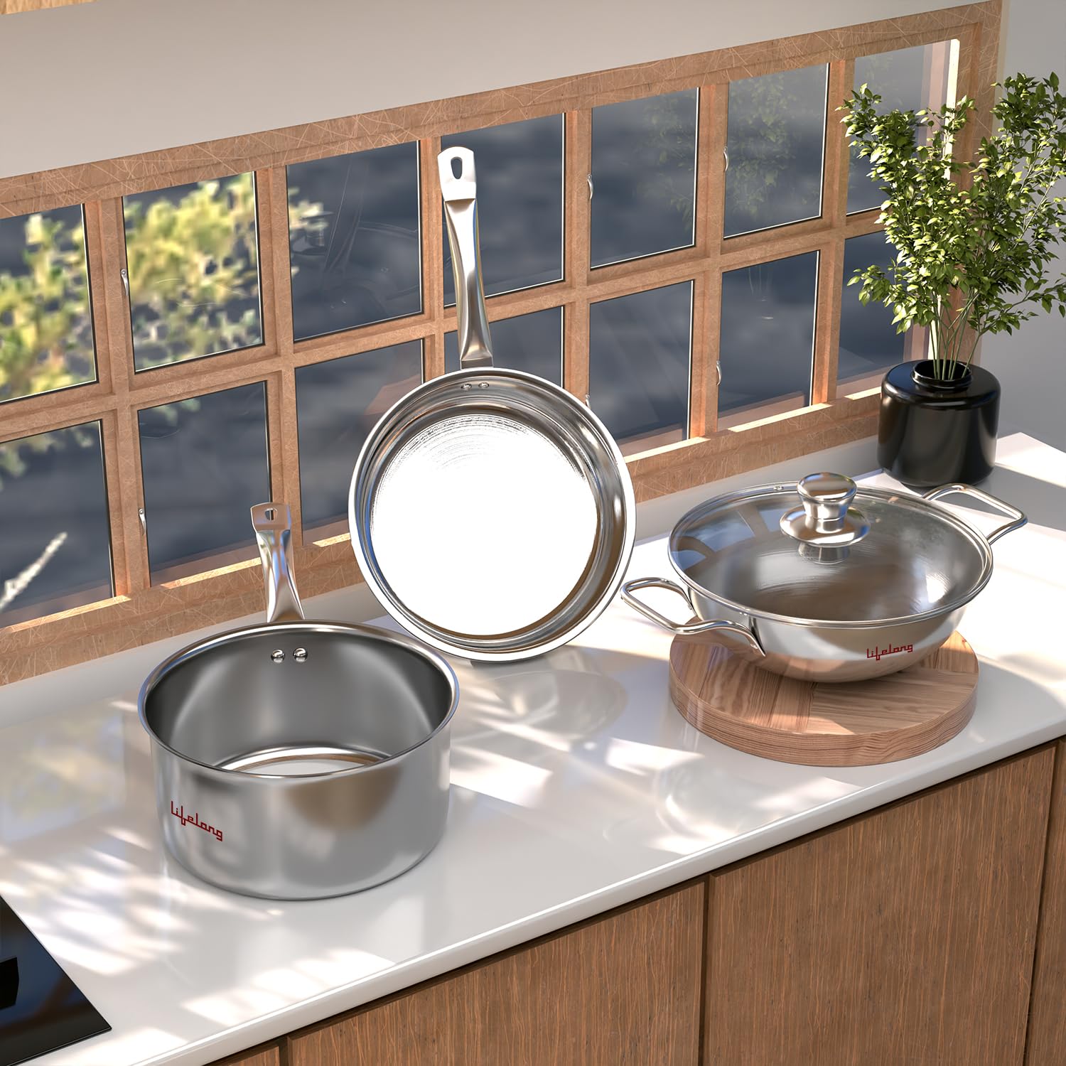 Lifelong Triply Cookware Set - 3 Piece -8
