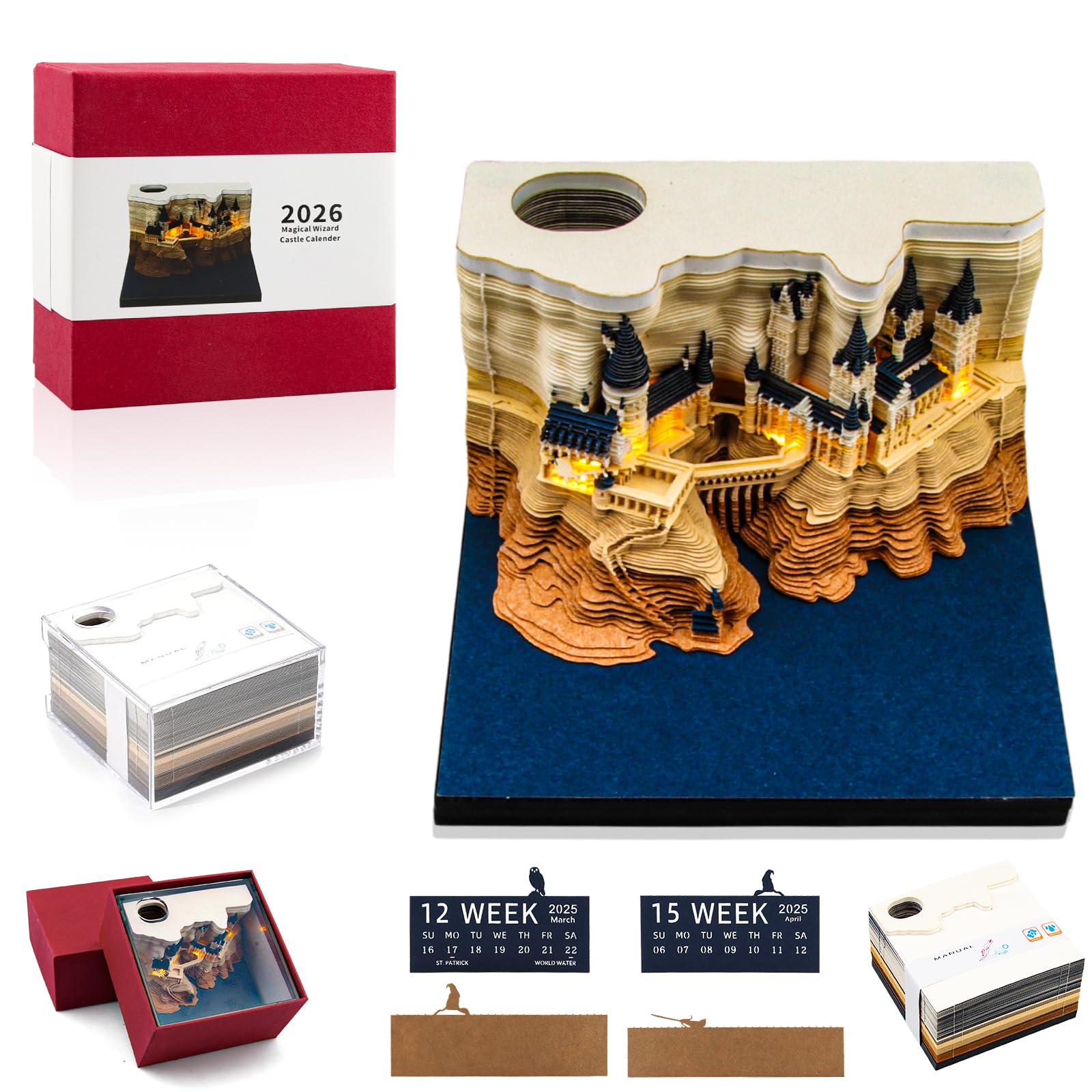 3D Calendrier Château À Effeuiller, 2026 Calendrier De Bureau