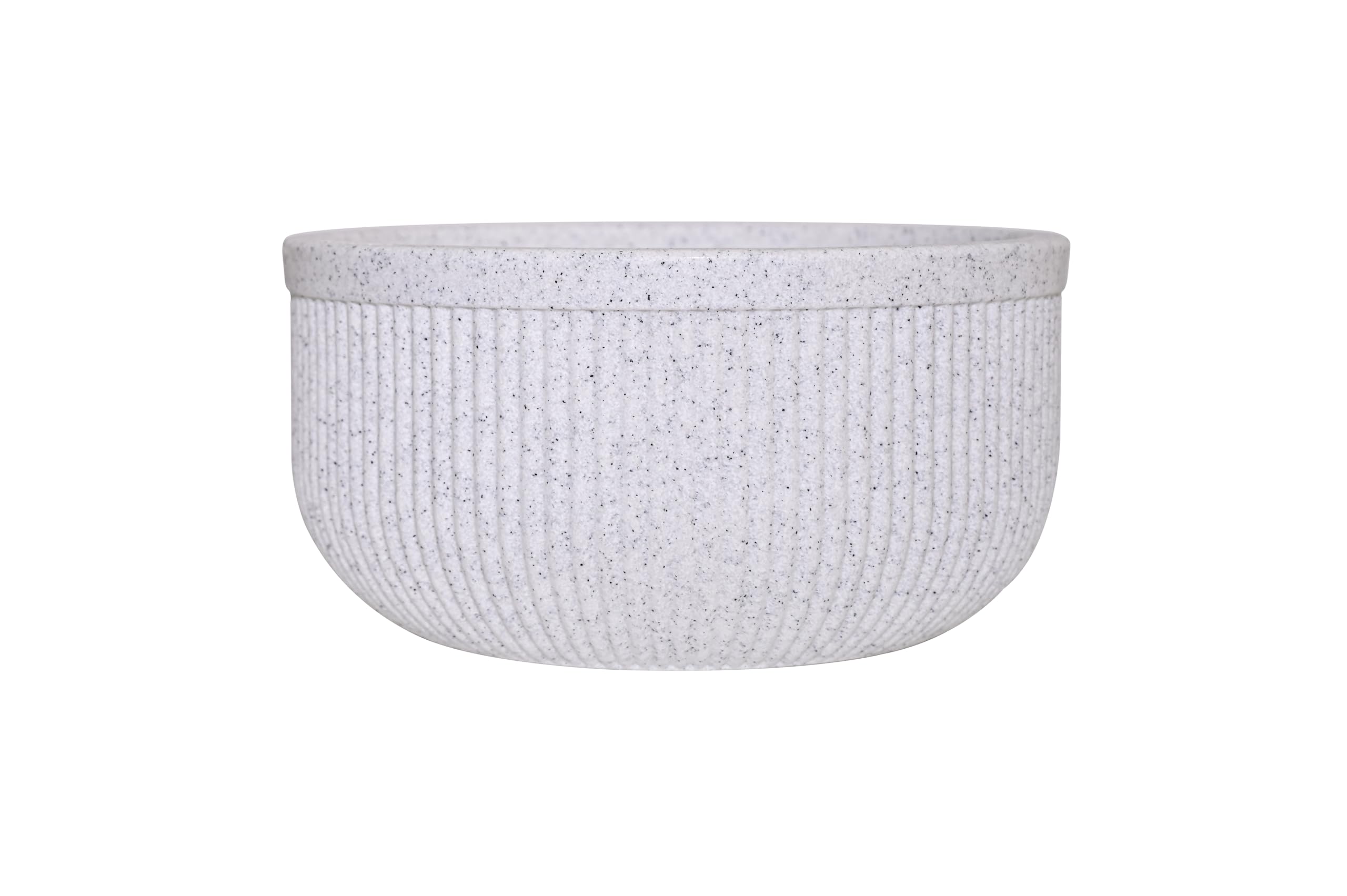 Harshdeep Roto Pots - Tokyo Bowl - Indoor Outdoor Home Balcony Garden Decorative 18 Inch Round Durable UV Protected Planter (White Stone)