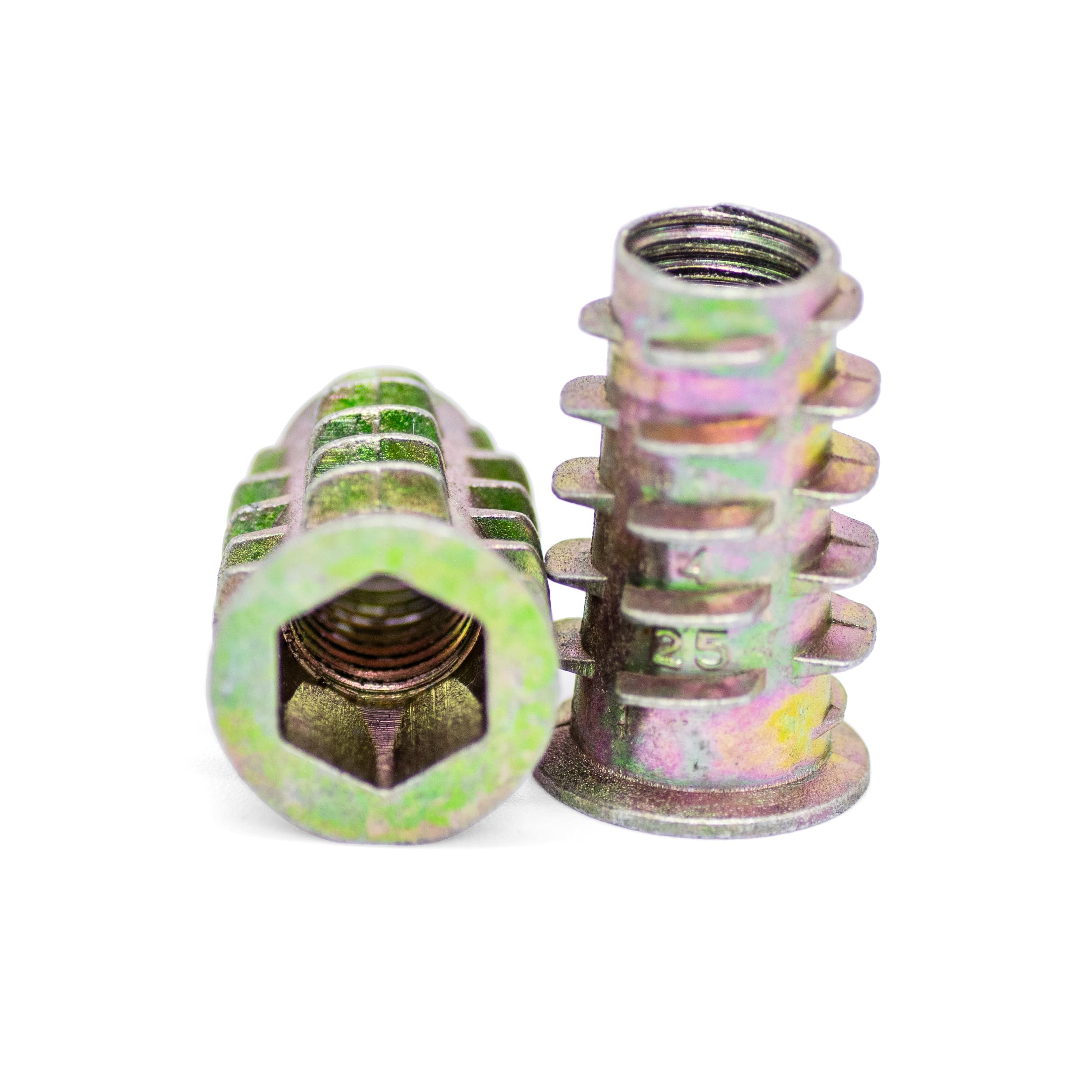 H-BOLT Type D Wood Insert Nuts - M6 & M8 Available - Premium Metal Hex Drive Threaded Inserts for Woodworking