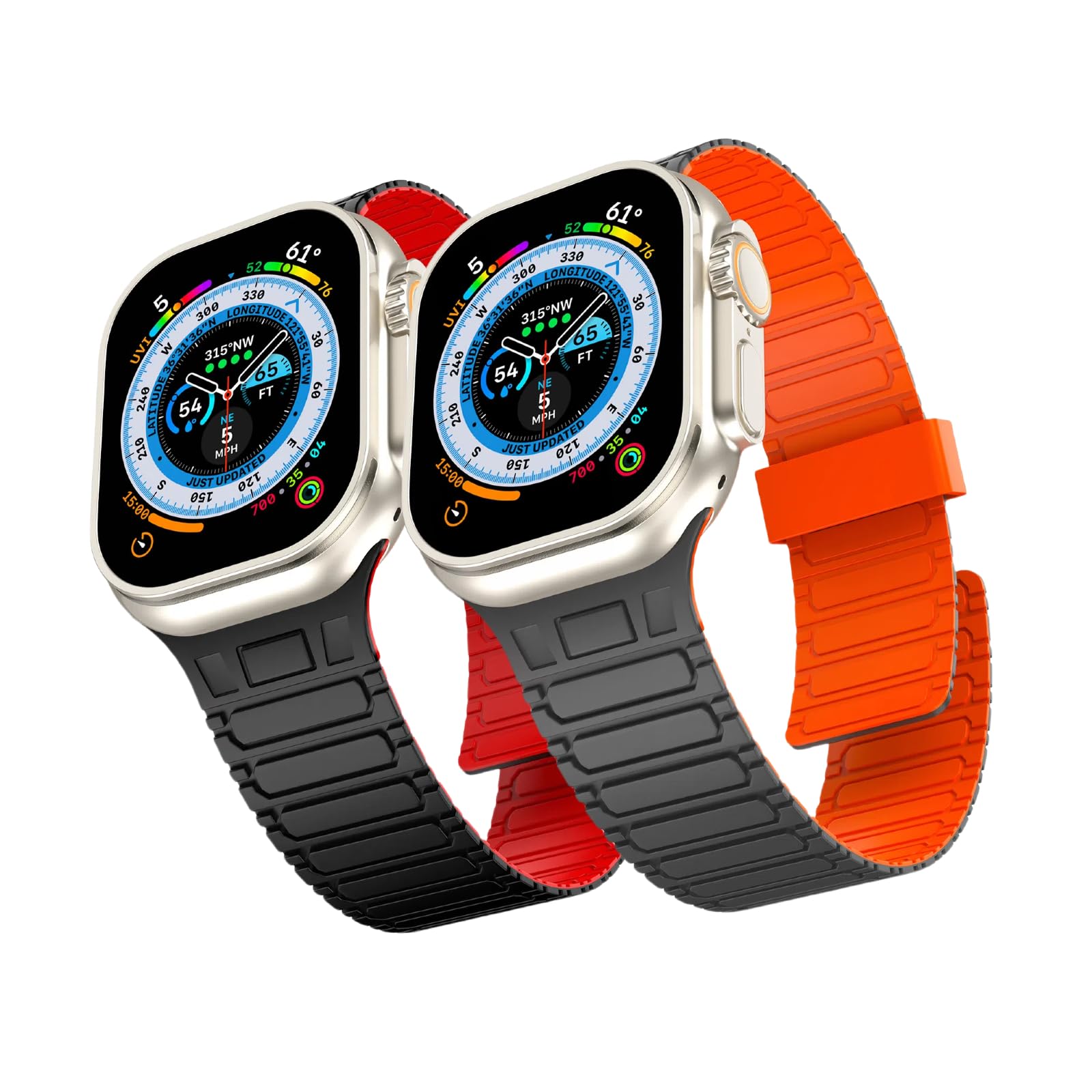 Magnetic Band Compatible with Apple Watch Ultra 2/Ultra Band for Men 49mm 46mm 45mm 44mm 42mm, Silicone Sport Waterproof Loop Strap Magnet Link for