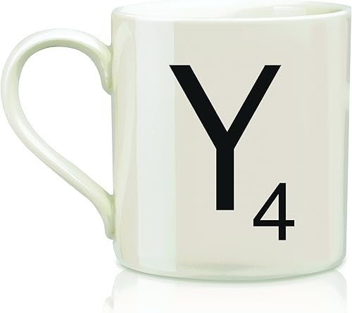 SCRABBLE Taza de café con azulejos de cerámica vintage con letra "Y"