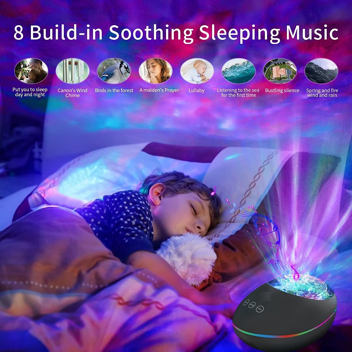 Arcanine Ocean Wave Star Projector Night Light Built In Music