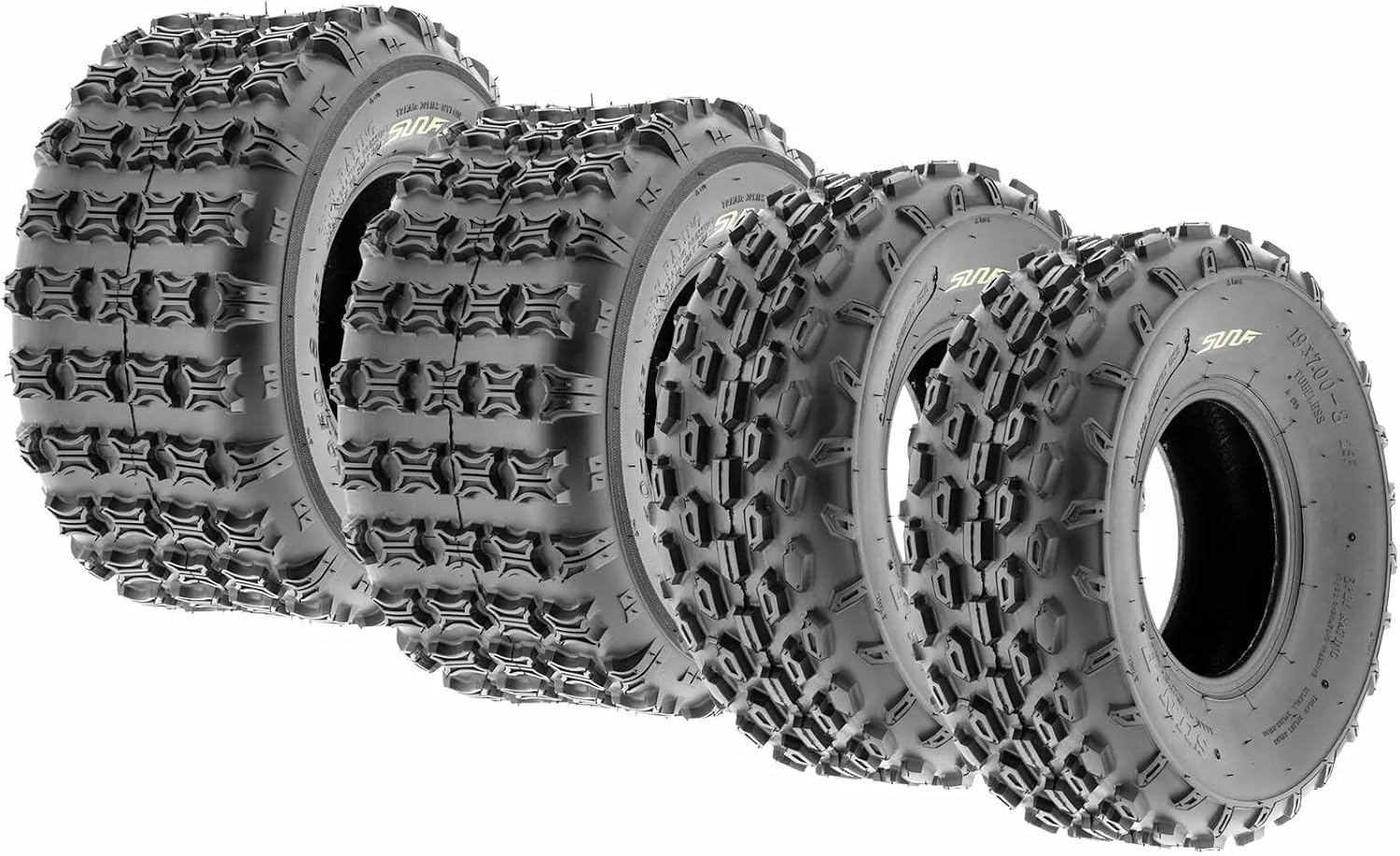 SUNF 19x7-8 18x9.5-8 Light Weight ATV UTV Knobby Tire 6 PR A015 - BUNDLE black