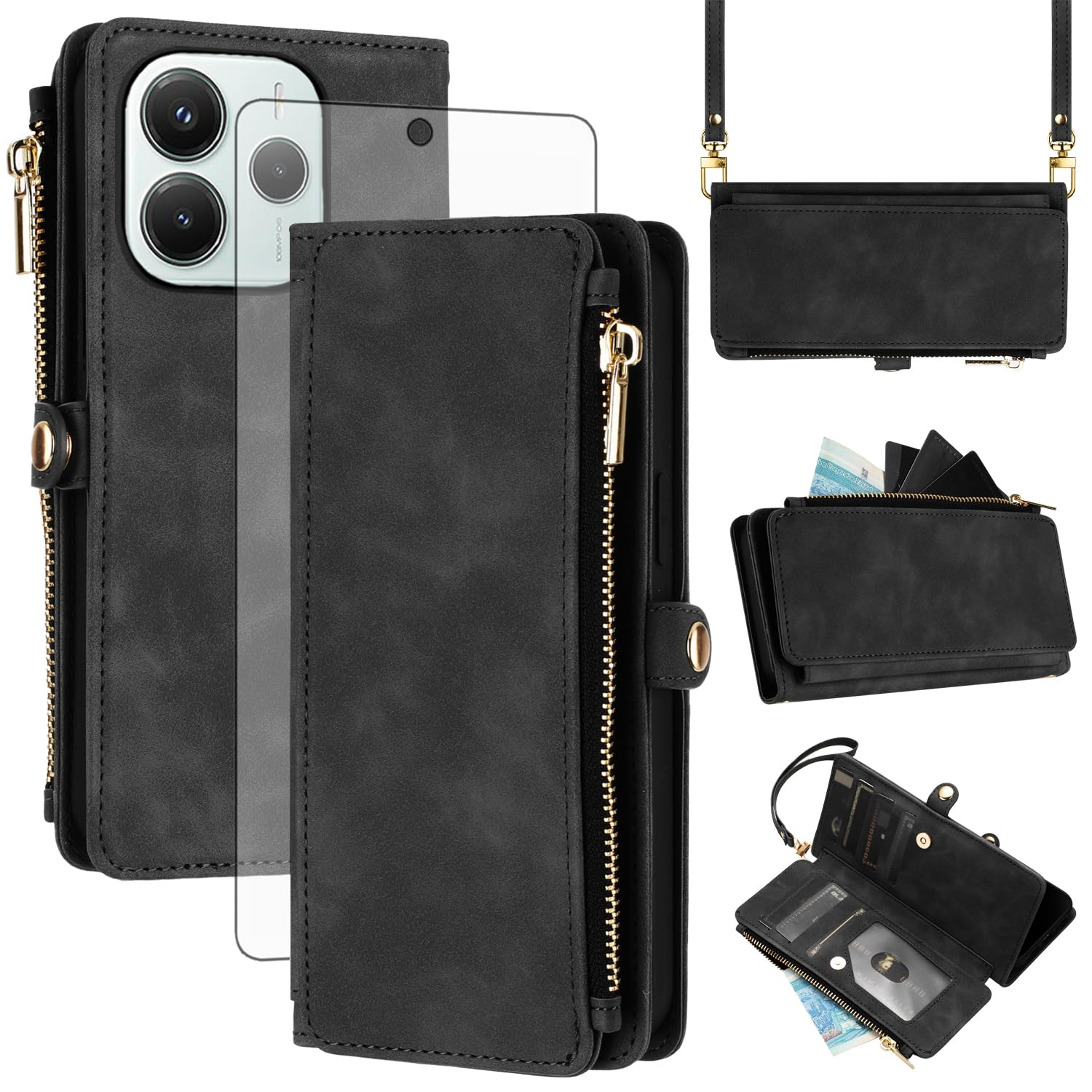Owlhold Mobile Phone Case Xiaomi Redmi Note 14 4G Case Flip Case Premium Leather Case Soft