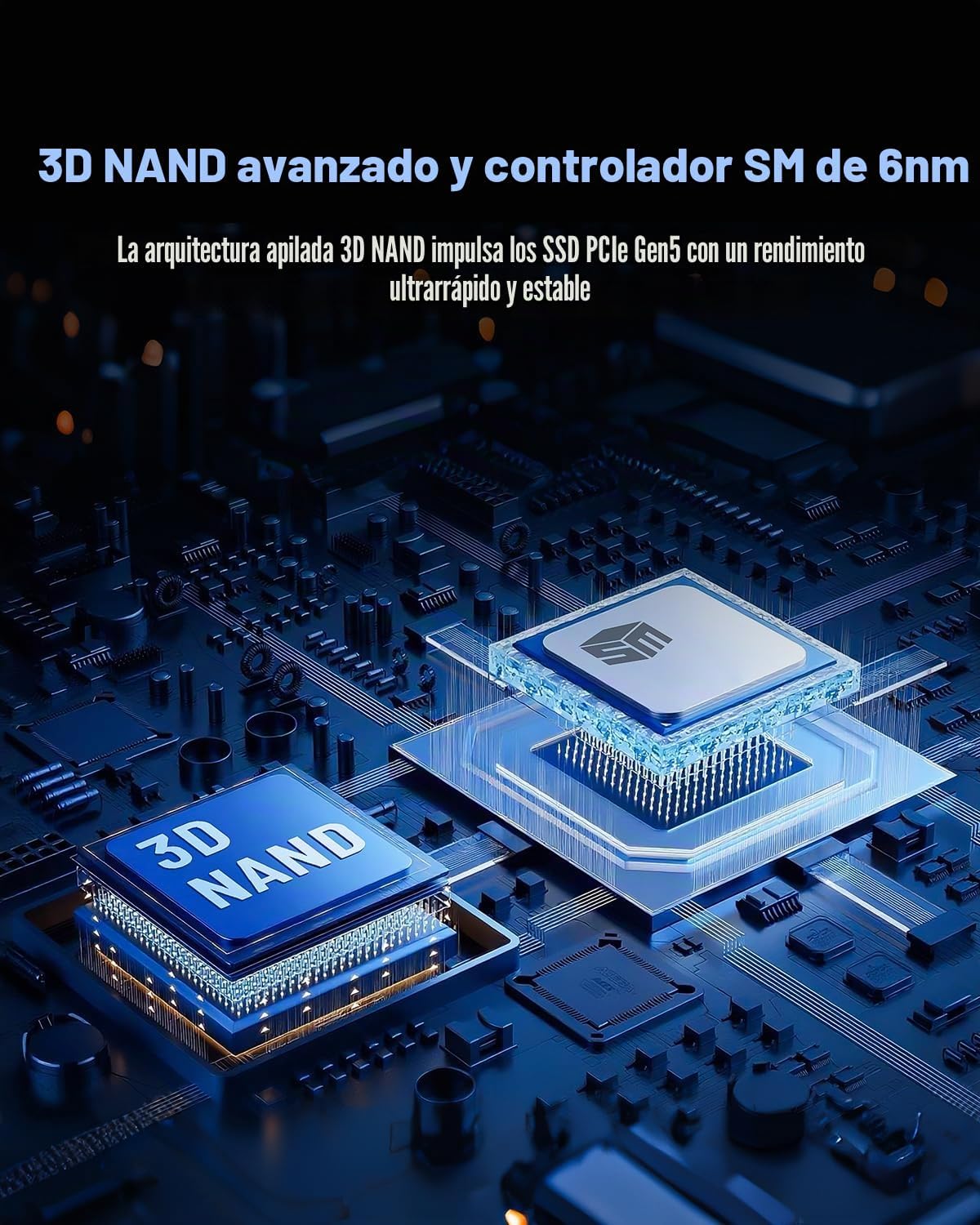 2TB PCIe 5.0×4 M.2 2280 SSD,hasta 14000/13000 MB/s de Lectura/Escritura Gen5 NVMe 3D TLC NAND Unidad de Estado sólido Interna de Alto Rendimiento para Aplicaciones de IA, Juegos, PC, portátil 5