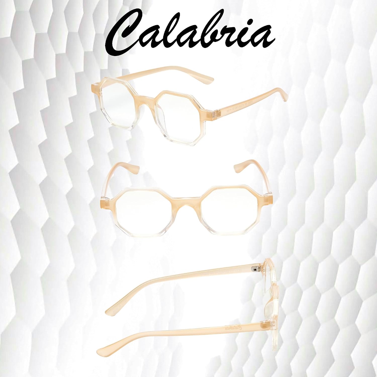 R786C Hexagonal Blue Light Blocking Reading Glasses Men Women Trendy Fashion Computer Readers Gaming Work TV Phones
