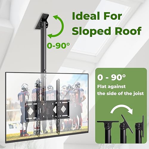 Miniatura 5 de Soporte de techo para TV giratorio 360, soporte de TV colgante de alta resistencia para LED, LCD, OLED, televisores de pantalla plana de plasma,