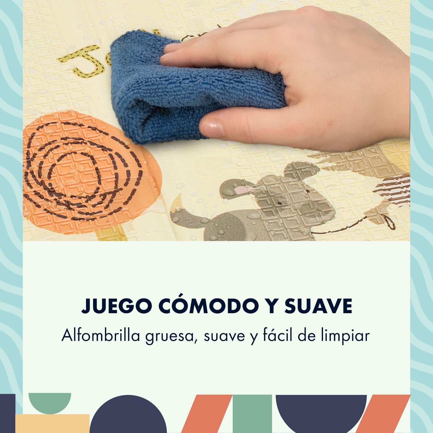 Babify Alfombra de Juegos para Bebé Dino, Colchoneta niños plegable, con bolsa de transporte, tapete impermeable XPE no toxico.