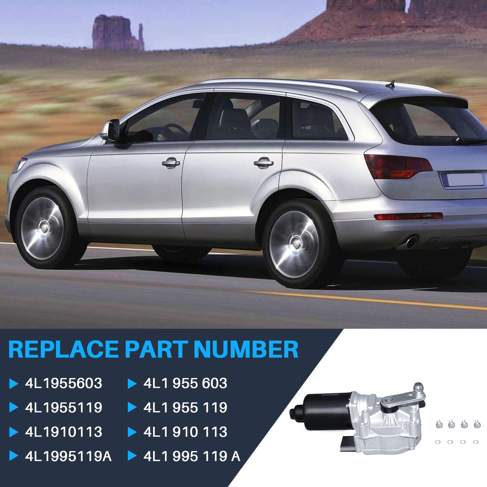 Motorino tergicristallo anteriore compatibile con Q7 3.0L 3.6L 4.2L TDI V6, ricambio per 4L1955119 4L1995119A 4L1910113 4L1955119