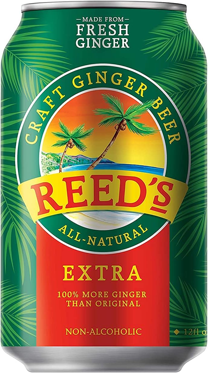 Reed's, Extra Ginger Beer, Great Tasting All Natural Craft Ginger Beer with Fresh Ginger Root (12oz Can, 24 Pack)