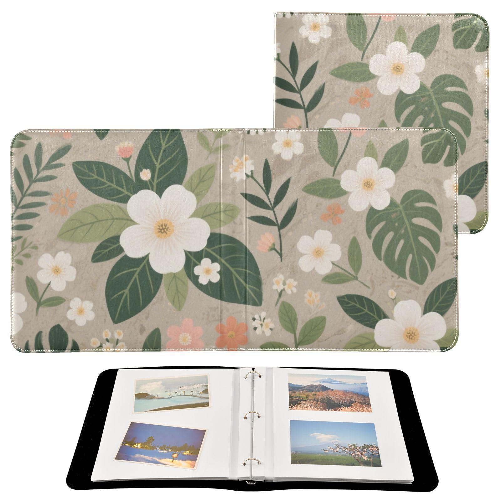 Photo Album 4x6, 5x7,6x8,Artificial Leather Photo Albums with 20 Detachable Sheets Plant Pattern for Family Wedding,Multi 8
