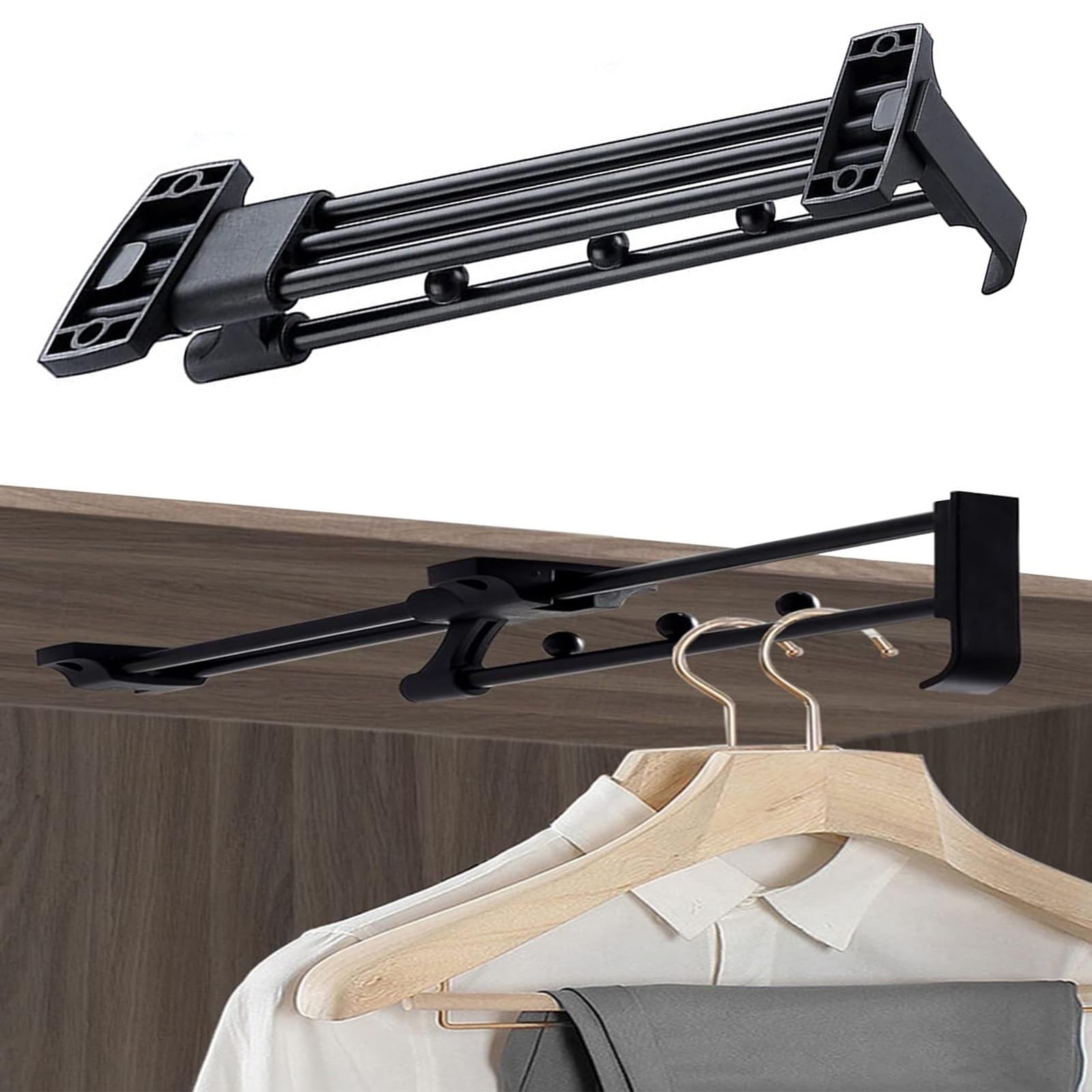 Tringle réglable de 25 à 45 cm pour rangement pantalon dressing robuste 15 kg