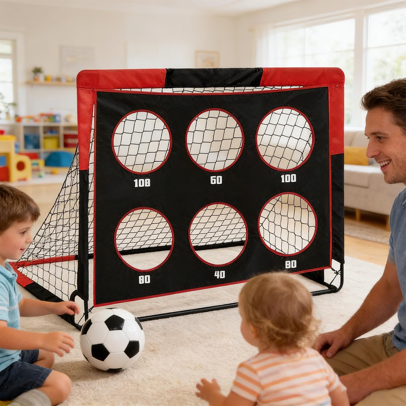 Porte da Calcio per Giardino Giocattolo Per Allenamento Con Design Pop | 1.2 m Larghezza X 0.9 m Altezza Rete Rettangolare Pieghevole da Calcio Per Bambini E Ragazzi Allenamento Sport