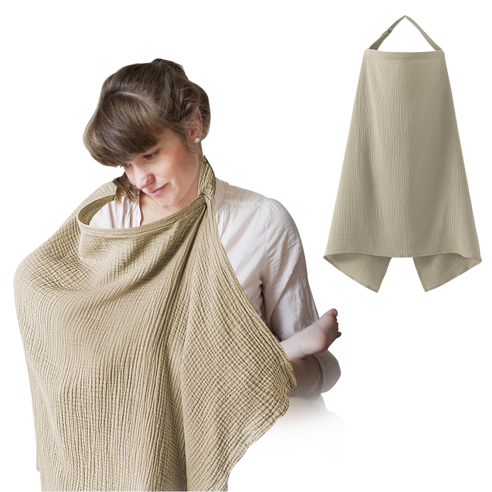 Cape D'Allaitement Cozary – 100% Coton Respirant, 76x110 Cm – Réglable, Anti-Vent, Multifonction