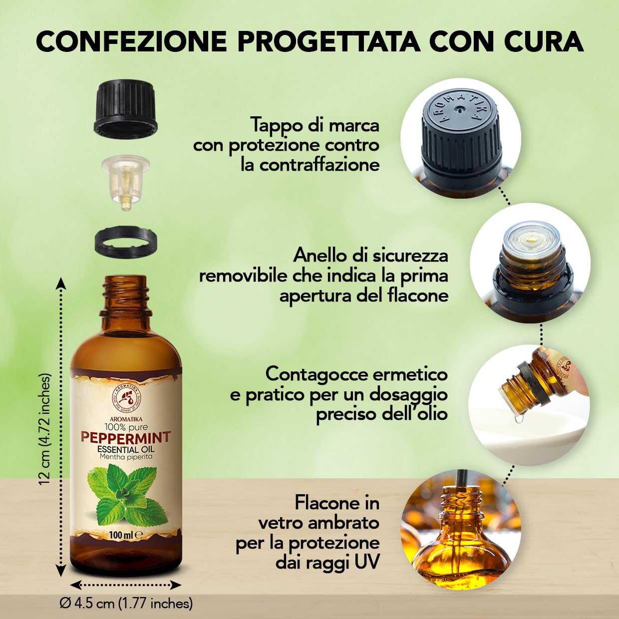 Olio essenziale di Menta Piperita 2x100 ml - Mentha Piperita - Naturale e Puro - Olio essenziali per Diffusori - Profumi per la Casa - Saponi e Candele - Sauna - Aroma Fresco - Aromaterapia