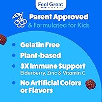 Vista 4 de Feel Great Vitamin Co. Elderberry Gummies for Kids Immune Support Natural Antioxidant Immune Booster with Vitamin C and Zinc Gluten Free &