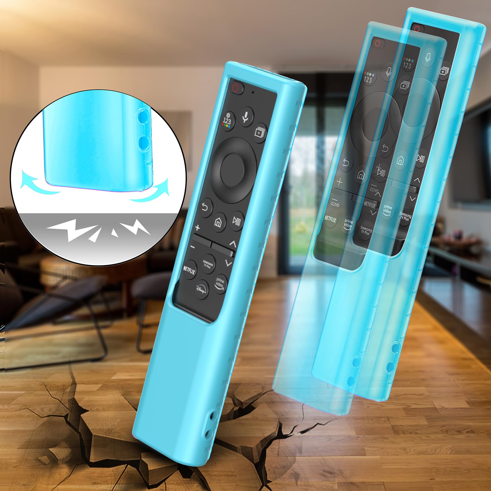 2 Stück Hülle kompatibel mit Samsung Smart TV Fernbedienung, Fernbedienung für Samsung Solar Cell Remote 2021/2022 BN59-01357 BN59-01385 BN59-01265A Universal Silikon Skin Sleeve Glow in The he Dark