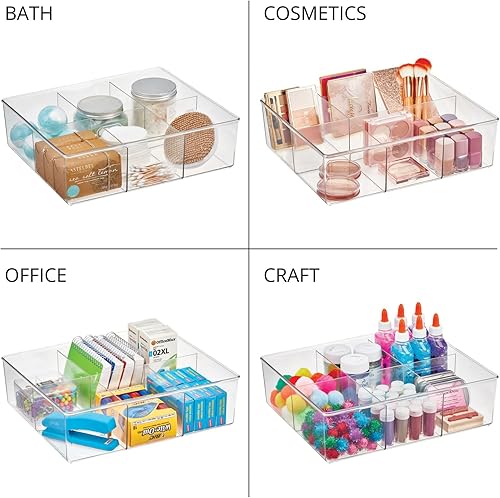 Miniatura 6 de mDesign Contenedor de plástico con 12 compartimentos divididos para cajones y clósets, organizador para bufandas, calcetines, corbatas, brasieres y