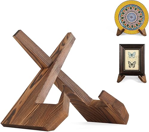 BOTSROOM Soportes de placa para exhibición, soporte de placa de 6.5 pulgadas, soporte de marco de madera, soportes de fotos pequeños para mesa,