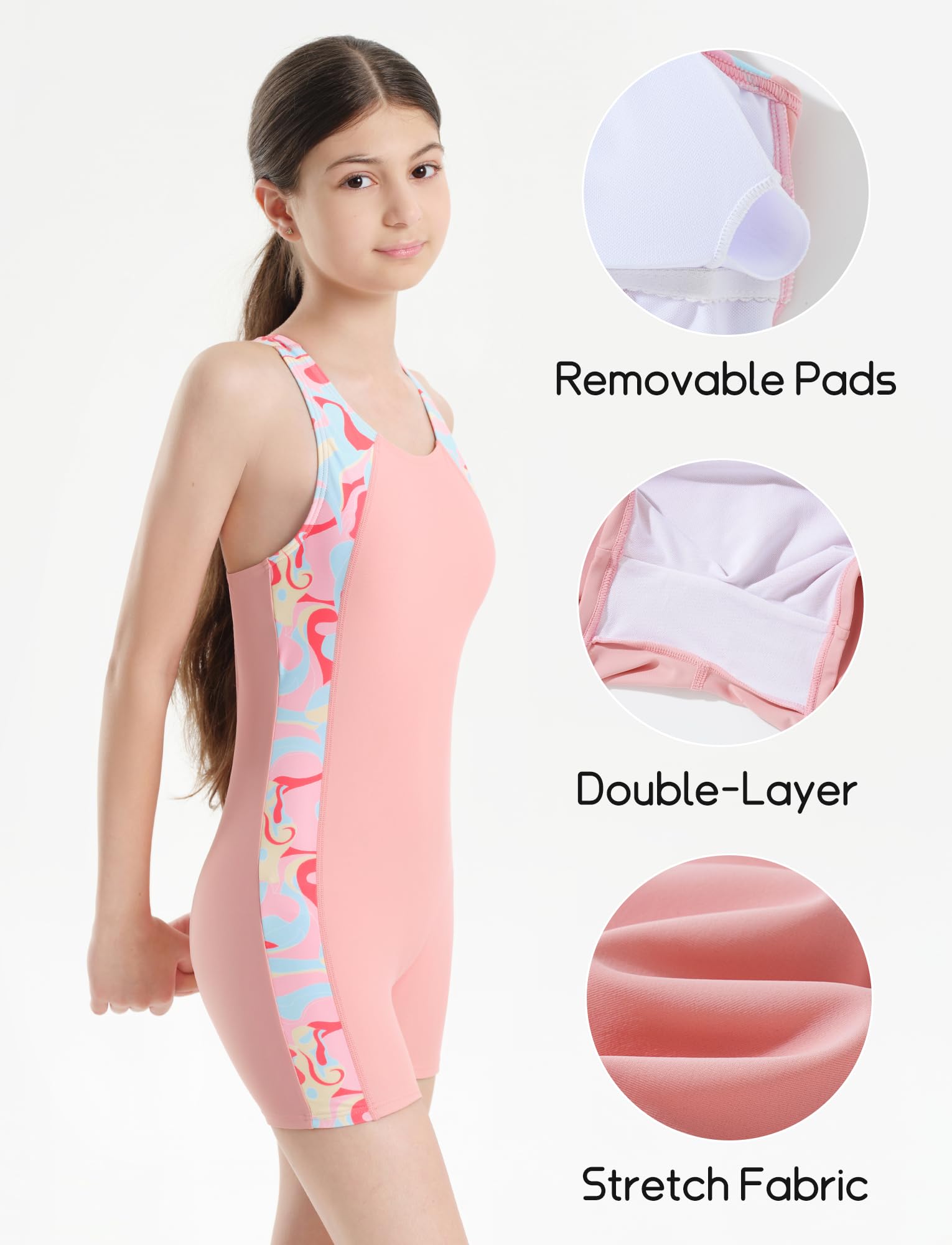 FEOYA Maillot de Bain Fille Une Pièce Anti-UV Combishort Natation Fille avec Bretelles Croisées Maillot de Bain Sport Fille 5-13 Ans