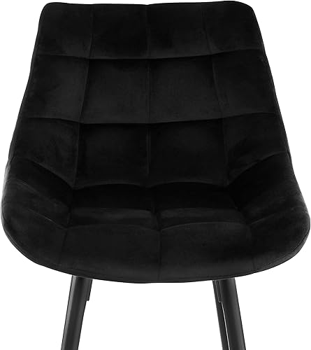 Miniatura 8 de Elama Silla de bar moderna de terciopelo copetudo, juego de 2, color negro