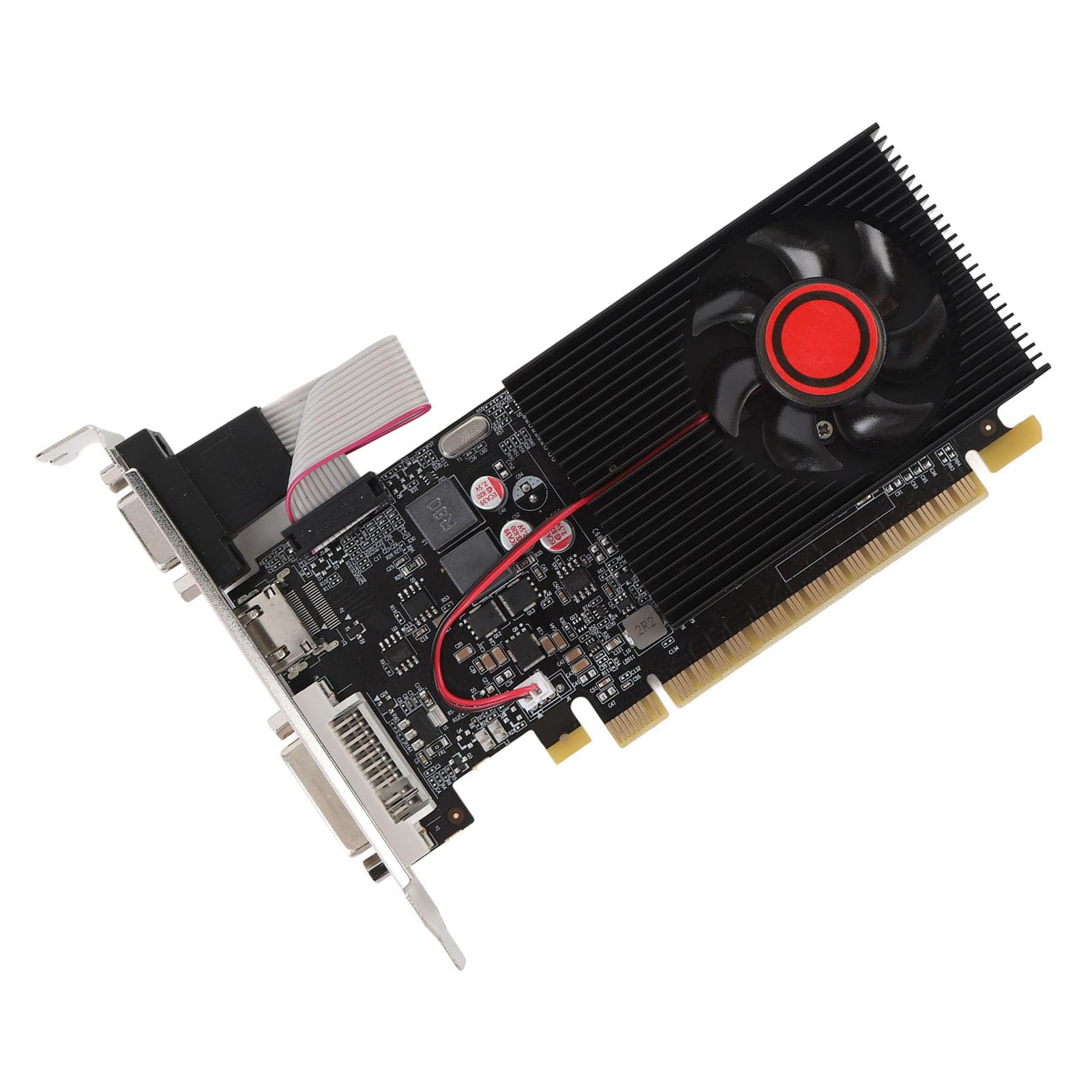 Grafikkarte 2GB DDR3 64-Bit, PCI Express 2.0 16x Desktop Computer Grafikkarte mit HDMI DVI VGA, Einzellüfter, DirectX 10.1 für Multimedia und Gaming