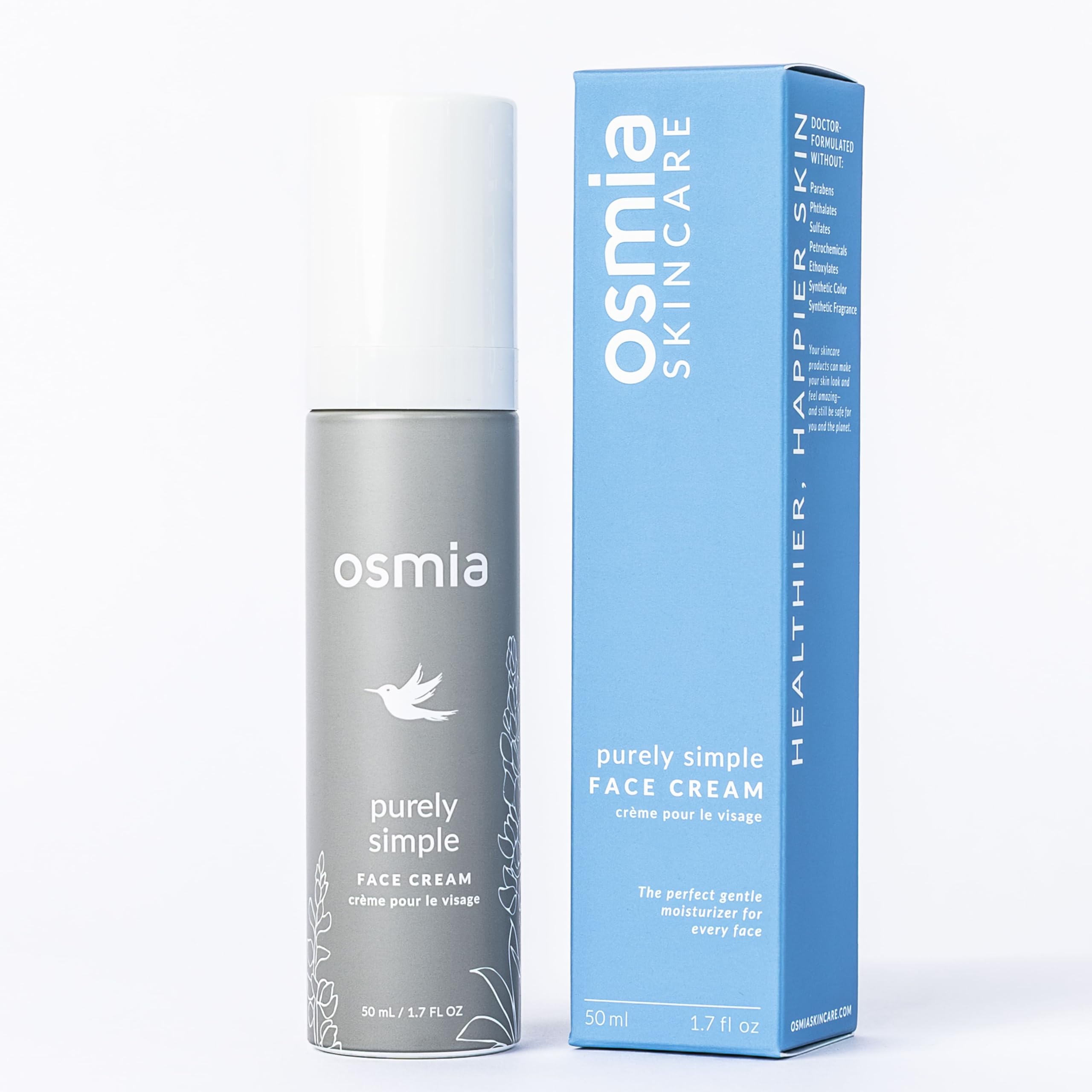 Osmia Skincare - Natural Purely Simple Face Cream For Sensitive + Reactive Skin | Apricot Kernel, Kukui, Rose, Chamomile Oils + Aloe | Clean Beauty For Healthy Skin (1.7 oz | 50 ml) NEW PACKAGING