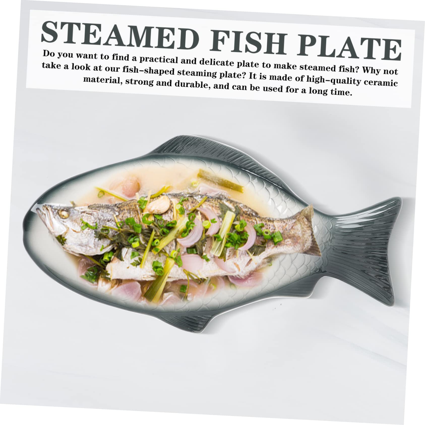 Piatto a Forma di Pesce in Ceramica per Servire e Cuocere | Vassoio per Pesce, Piatto da Portata per Antipasti, Articolo Elegante per Tavola Festiva
