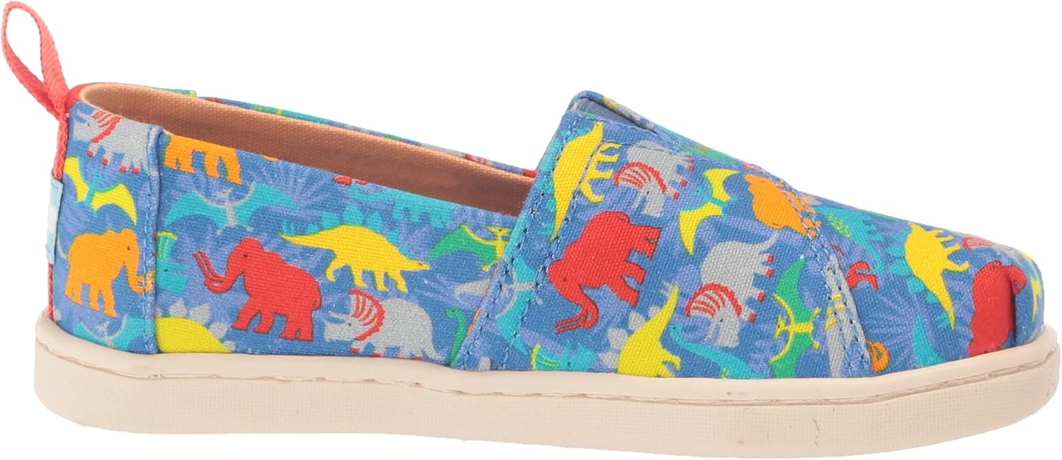 TOMS Boy's Tiny Alpargata, Cobalt Blue Dinos,5