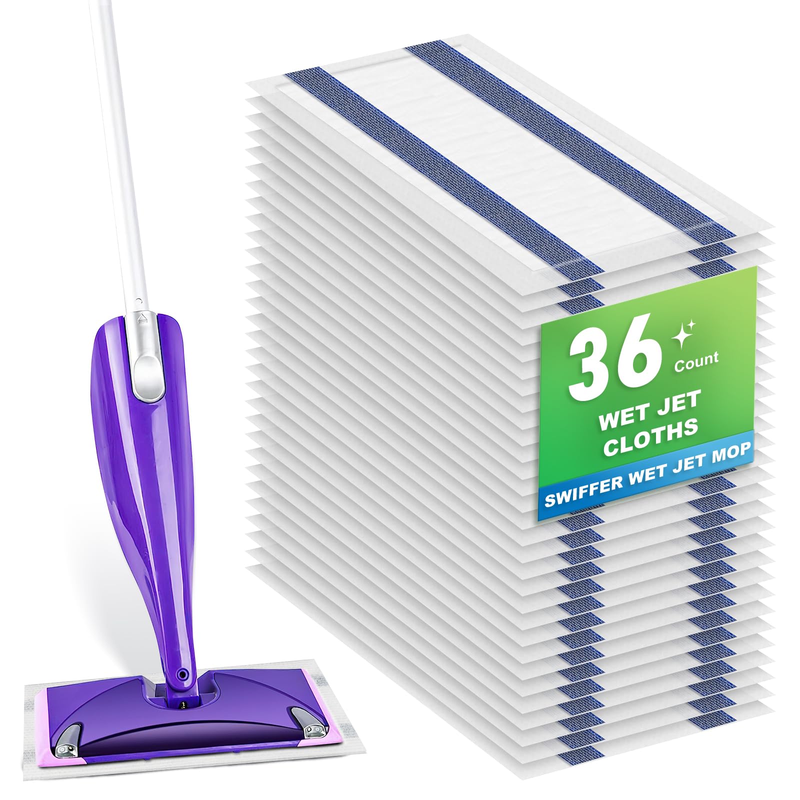 36-Pack Disposable Mop Pad Refills for Swiffer Wet Jet Spray Mop - Wet Jet Pads for All Floor Types - 5 Layers Thickened Durable and Super Absorbent