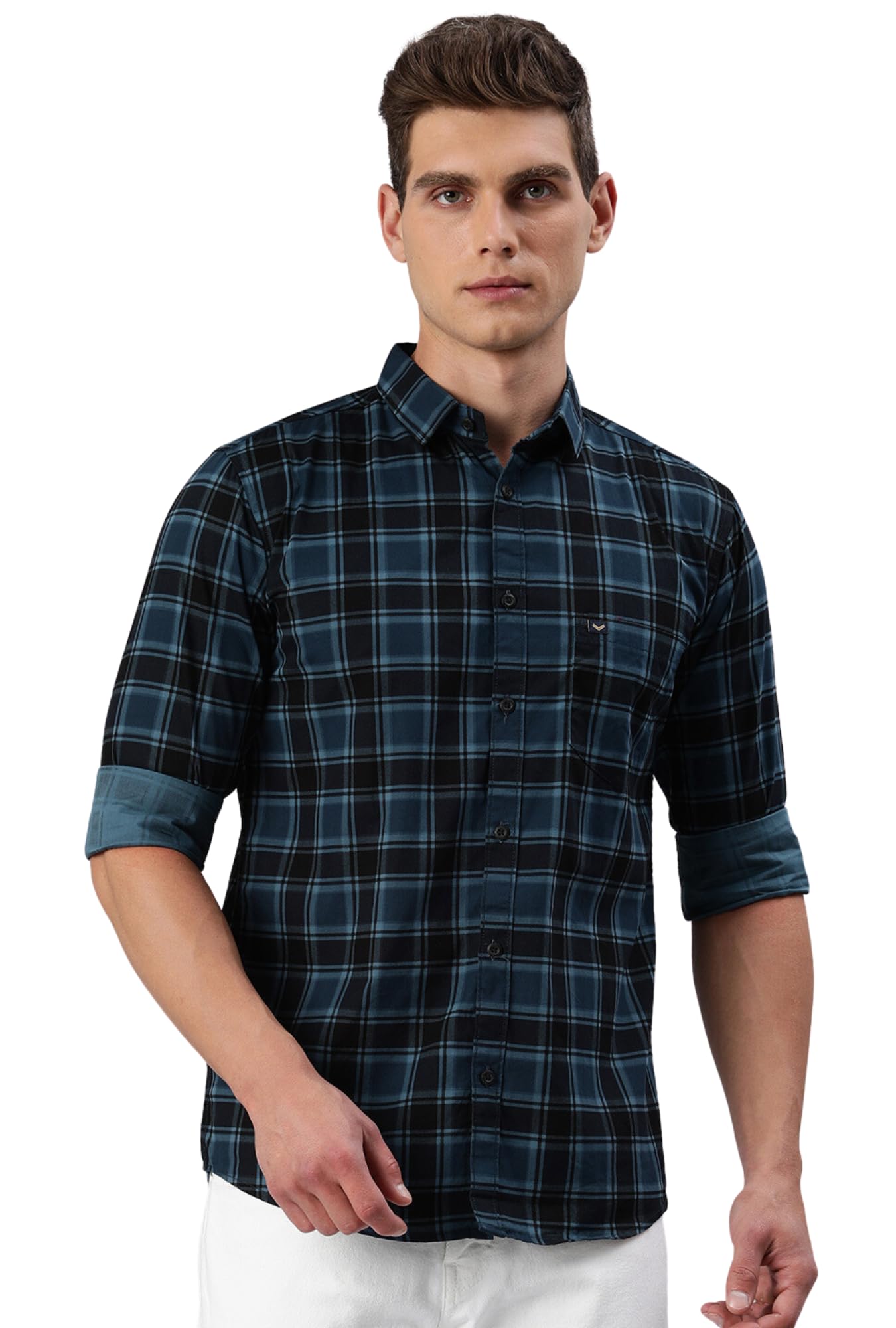 Majestic ManMen Small Checkered Slim Fit Cotton Casual Shirt
