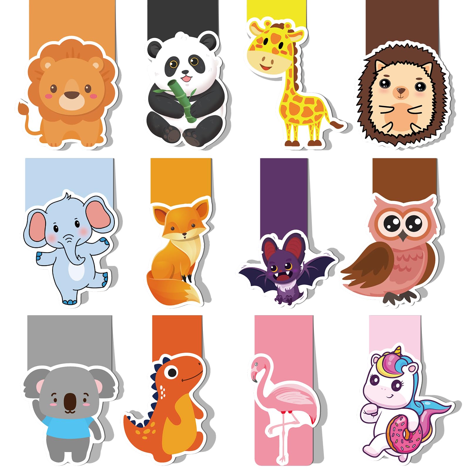 12 Piezas Animal Marcapáginas Magnéticos,Animal Marca Paginas,Marcapáginas Clip de Página,Lindo Imán Marcadores,Marcadores de Libros Magneticos