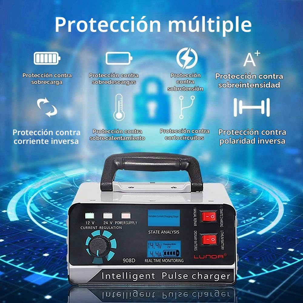 Cargador Baterias Coche,Arrancador De Coches Inteligente cargador de batería de 12V / 24V Automotive cargador de batería de 400Ah Mantenedor Trickle cargador for el coche del barco del carro de la mot