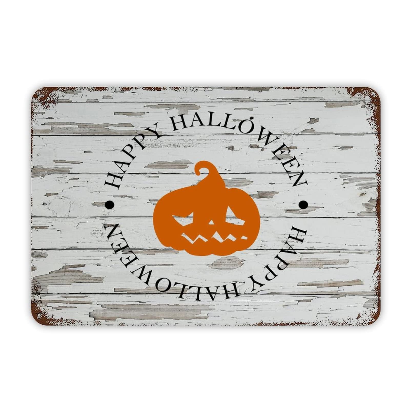 ENEDNATE Happy Halloween Pumpkin Aluminum Tin Metal Sign for Indoor Outdoor Business Retail Store Patio Yard Home Decoration Easy to Mount Wall Art Print Poster 8x12 Inch