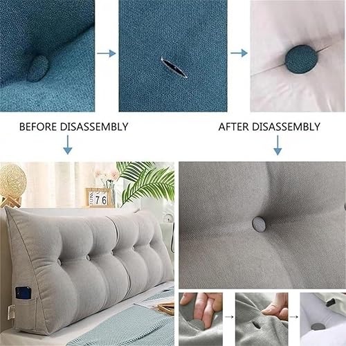 Miniatura 7 de Almohada de cuña de terciopelo para cabecero de cama tamaño King, Queen, dobleindividual, cojín de cabecera triangular, respaldo grande, cuña