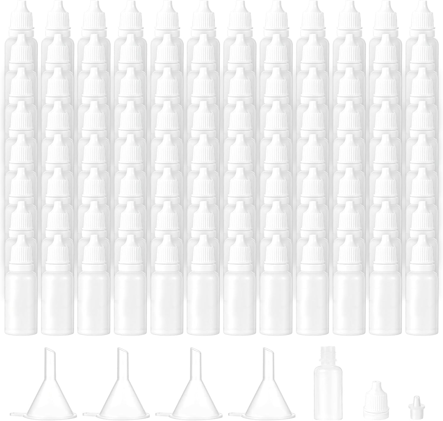 110 Pcs Plastic Thin Tip Dropper Bottles 15ml/0.5oz Squeeze Dropper Bottle | Refillable;Lightweight & Portable;Safe & Durable with Cap and Plug for Oil Liquid Storage