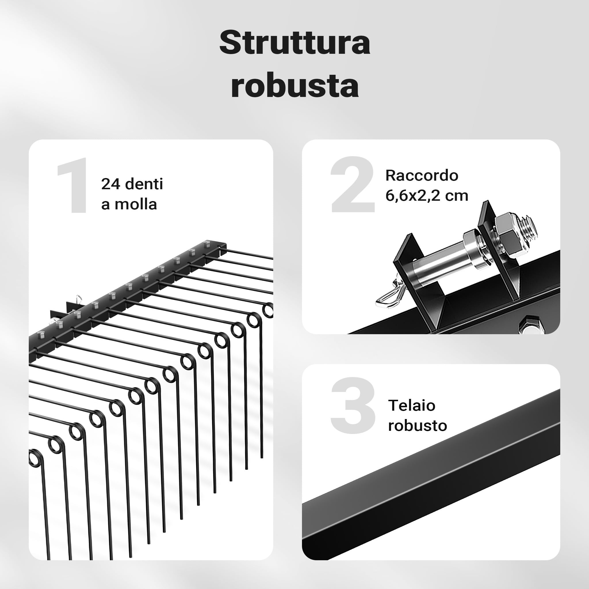 Wiltec Strigliatore a molle trainato per prato 72" 183X76X48 cm Arieggiatore per trattorini Quad