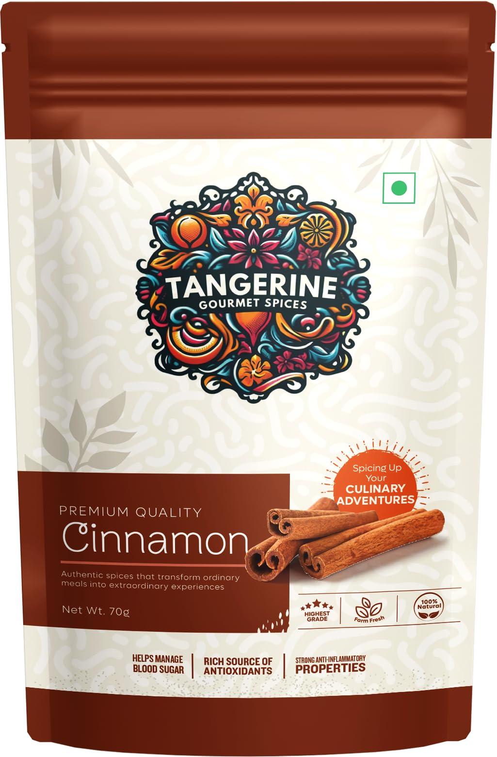 Tangerine Gourmet Spices Cinnamon (Dalchini) Sticks | High Grade Cassia | 70 grams Resealable Pouch | Whole Cinnamon Bark/Quill from Kerala (B0D13Z1DB4) Amazon Price History, Amazon Price Tracker