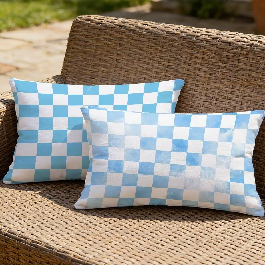 Housse de coussin extérieur 40x80 bleu jardin imperméable