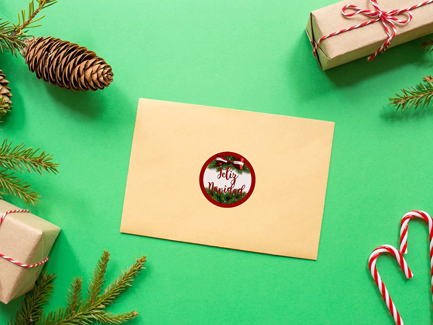 Oedim Rollo Bobina con 500 Etiquetas para Regalos Feliz Navidad | 4cm de diámetro | Fabricadas en Polipropileno Blanco Adhesivo |